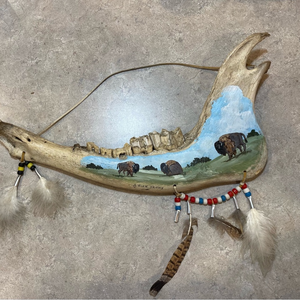 Vintage Handcrafted Painted Jawbone , signed by artist